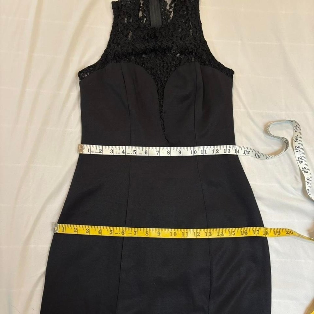 Black Lace Maxi Dress Vintage‎ 90s Jump Front Slits Formal Size XS Goth Y2K - Picture 7 of 8